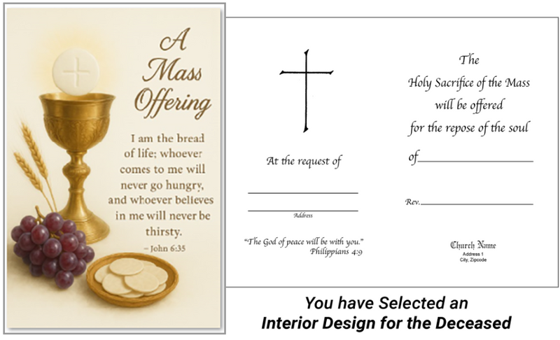 MC 38 Stock Mass Card – A Mass Offering | Catholic Mass Cards for Parishes
