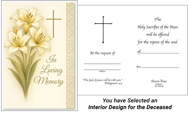 MC 41 Stock Mass Card – In Loving Memory | Catholic Mass Cards for Parishes