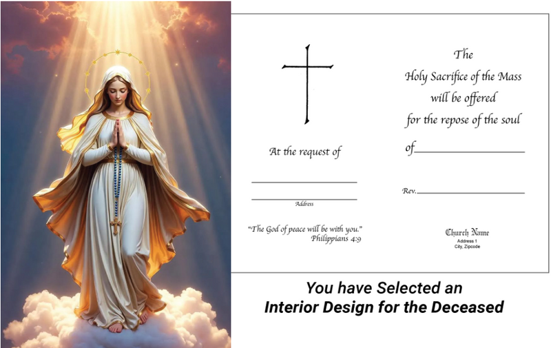 MC 45 Stock Mass Card – Blessed Virgin Mary | Catholic Parish Mass Cards 4x6 & 5x7