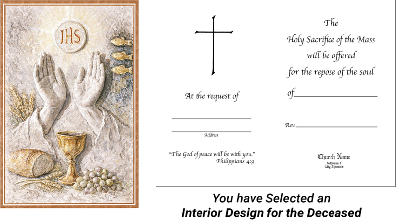 MC 60 Stock Mass Card – Gift of the Eucharist | Catholic Parish Mass Cards 4x6 & 5x7