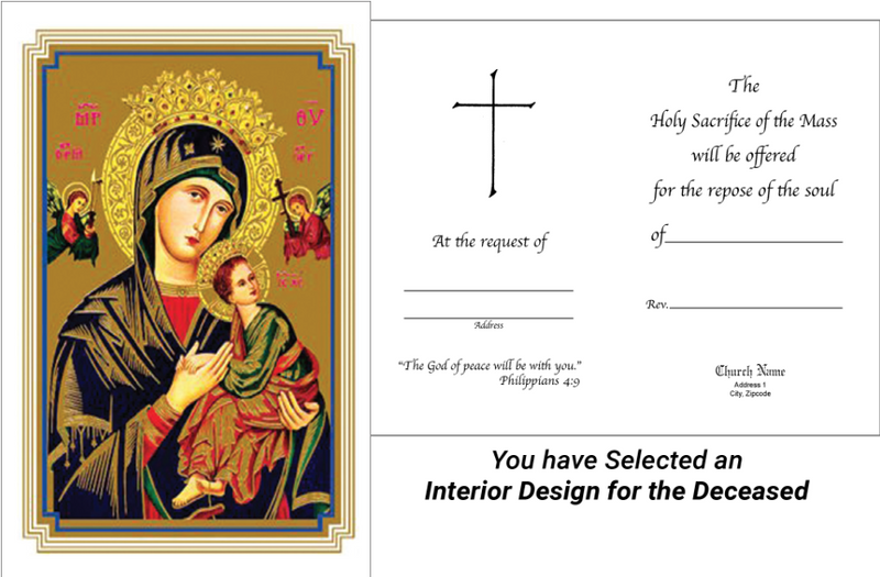 MC 67 Stock Mass Card – Our Lady of Perpetual Help | Catholic Parish Mass Cards 4x6 & 5x7