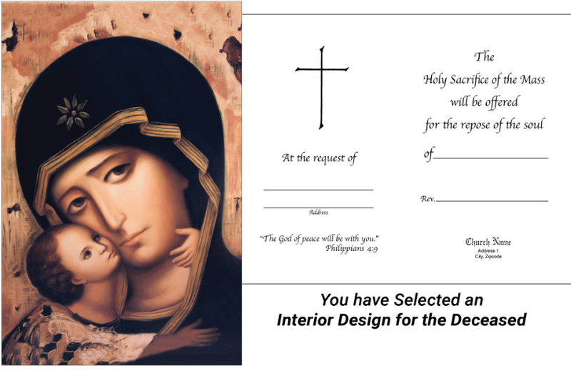 MC 71 Stock Mass Card – Our Lady of the Holy Rosary | Catholic Parish Mass Cards 4x6 & 5x7
