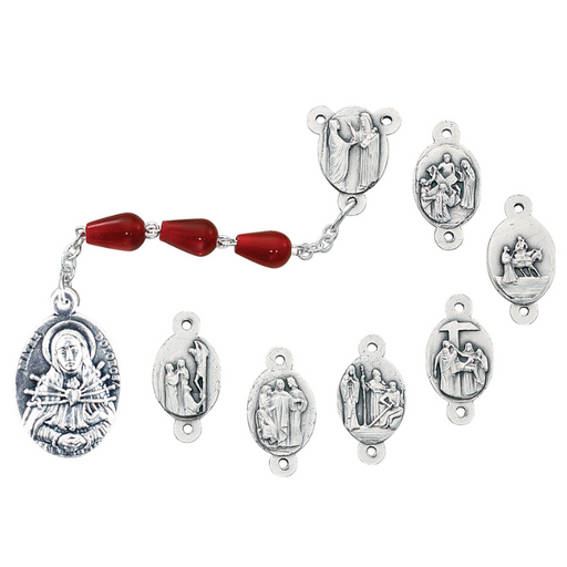 Seven Sorrows Chaplet in a Clear Gift Box