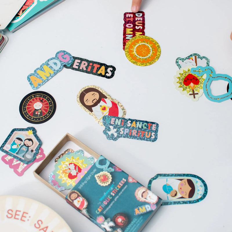 Catholic Holographic Glitter Vinyl Sticker 24 Pack Box