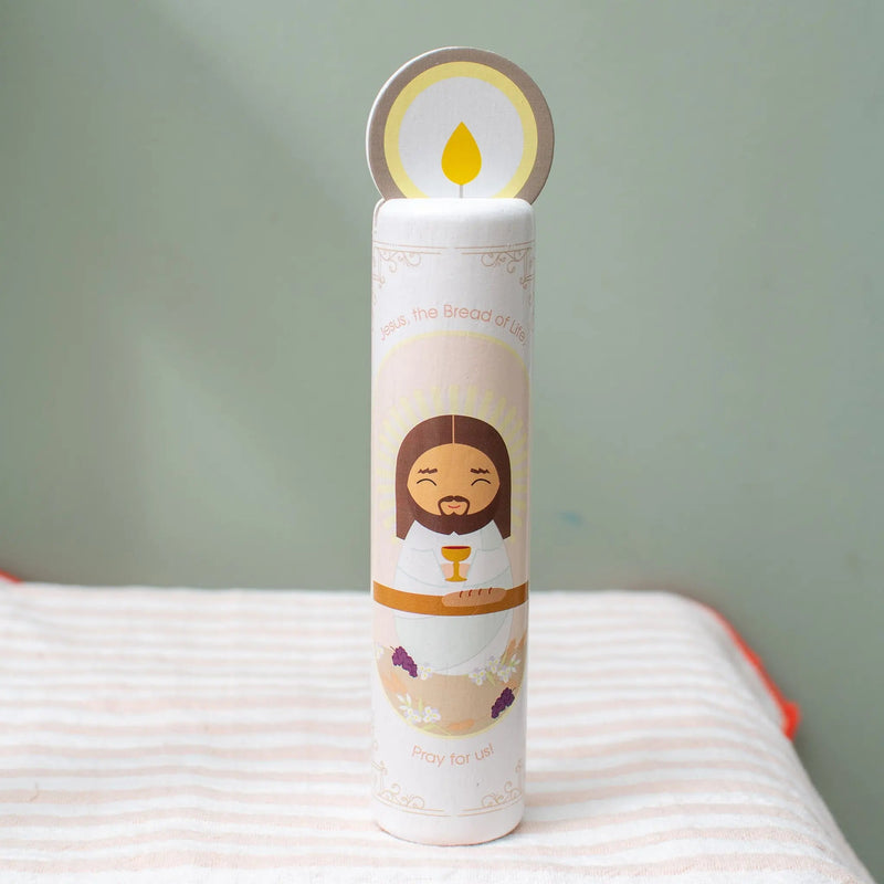 Jesus, the Bread of Life  (Anima Christi) Wooden Prayer Candle