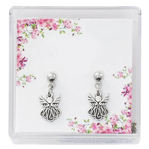 Silver Angel Communion Earrings - 2 Pieces Per Package