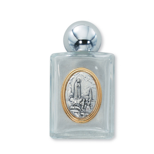 Silver Plated Embossed Our Lady of Fatima Holy Water Bottle