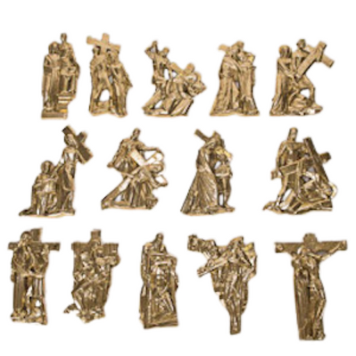 Solid Brass Stations of The Cross - Set of 14 Complete set of 14 Stations of the Cross in solid bras