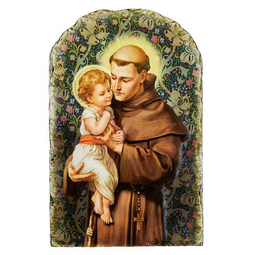 St. Anthony And Child Arched Tile Plaque