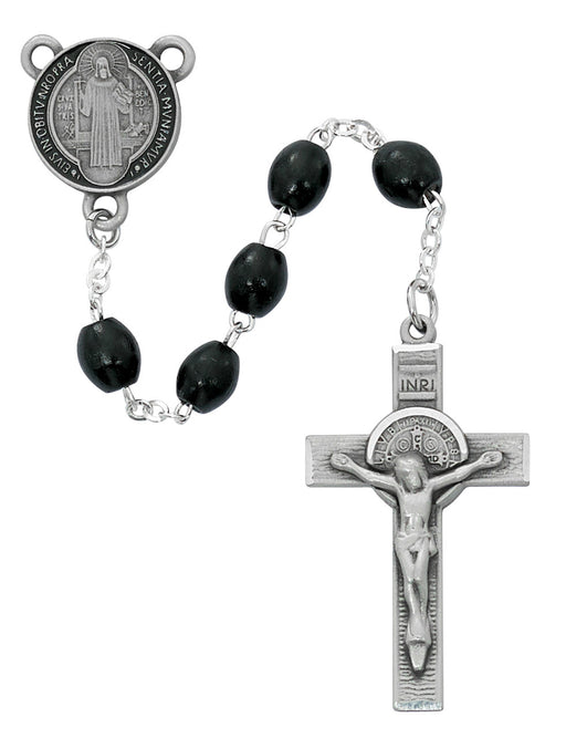 St. Benedict Black Wood Beads Rosary