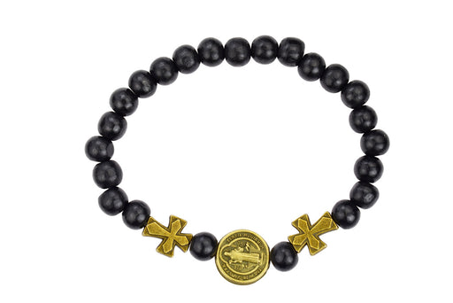 St. Benedict Black Wood Stretchable Bracelet