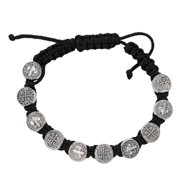 St. Benedict Bracelet Adjusted Black Corded and Carded father's day gift father's day keepsake father's day symbols