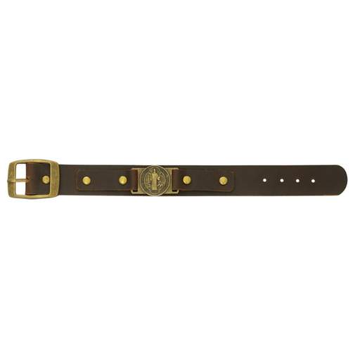 St. Benedict Brown Leather Bracelet