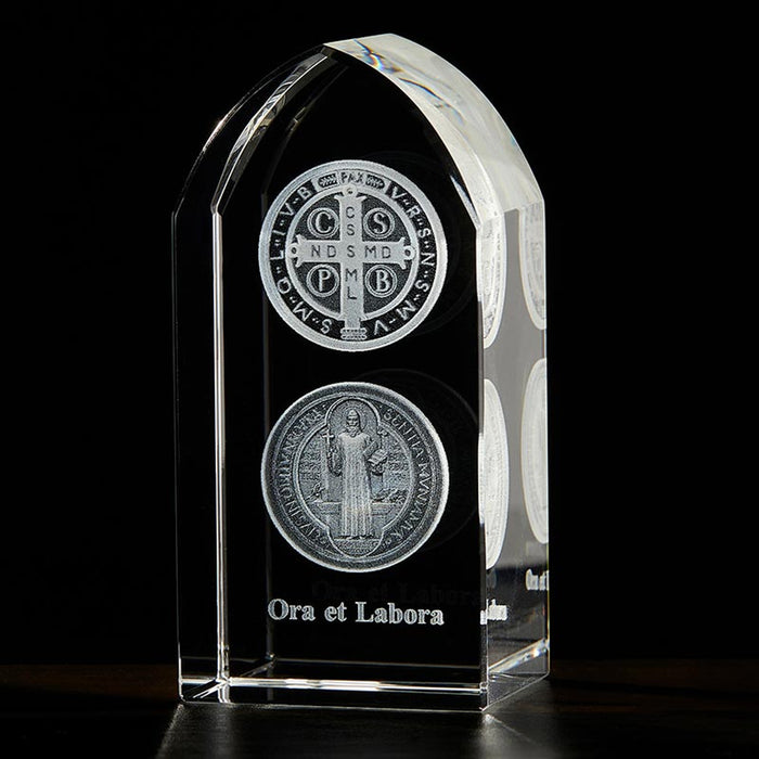 3 1/4" St. Benedict Etched Glass Stand