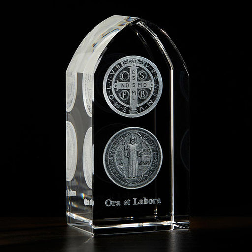 3 1/4" St. Benedict Etched Glass Stand