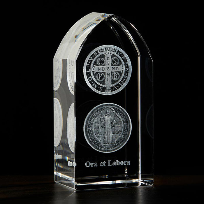 3 1/4" St. Benedict Etched Glass Stand