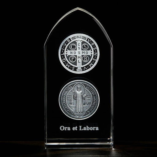 3 1/4" St. Benedict Etched Glass Stand
