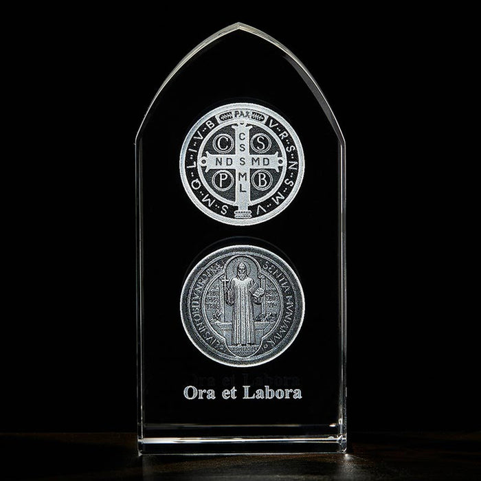 3 1/4" St. Benedict Etched Glass Stand
