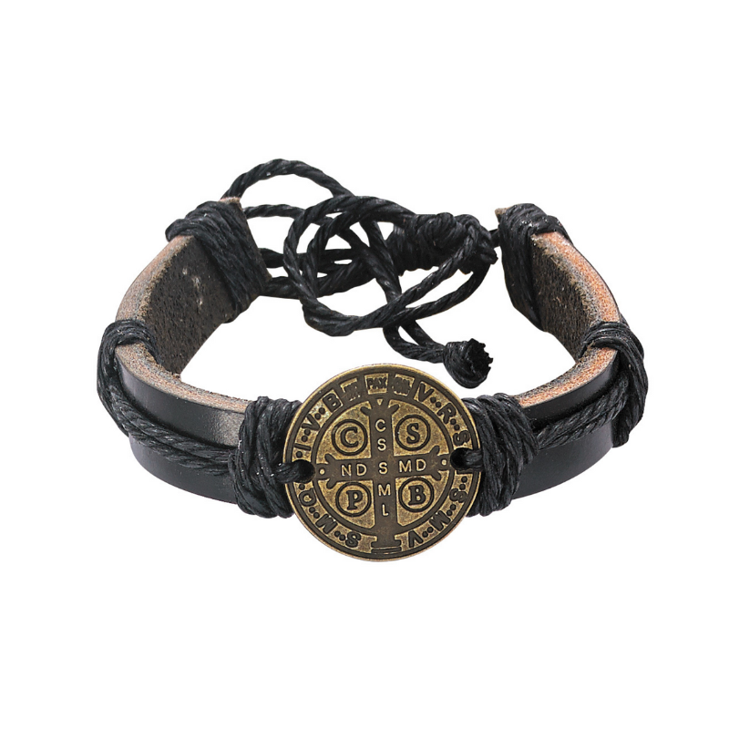St. Benedict Leather Cord Bracelet father's day gift father's day keepsake father's day symbols