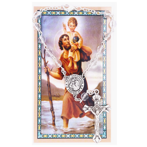 St. Christopher Auto Rosary with Prayer Card Set