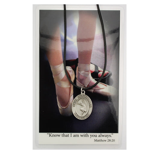 St. Christopher Medal Necklace Chain With Girls Dance Prayer Card
