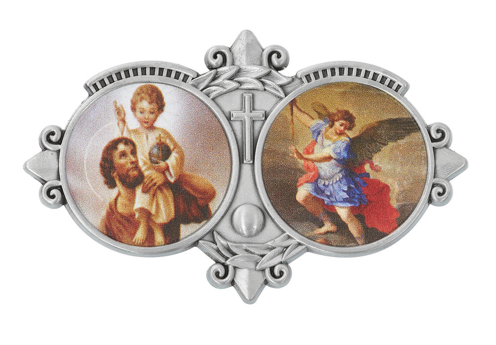 St. Christopher and St. Michael Photo Visor Clip