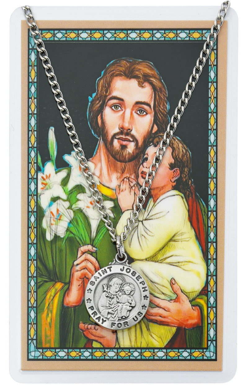 St. Joseph Medal and Prayer Card,  Visor Clip, Crucifix and Cross Bracelet - Father's Day Gift Set