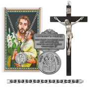 St. Joseph Medal and Prayer Card, Visor Clip, Crucifix and Cross Bracelet - Father's Day Gift Set