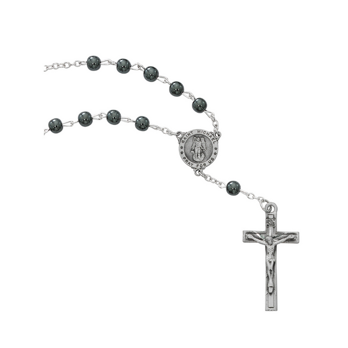 St. Michael Auto Rosary with 7mm Hematite Beads St. Michael Auto Rosary St Michael Auto Rosary Saint Michael Auto Rosary Auto Rosary