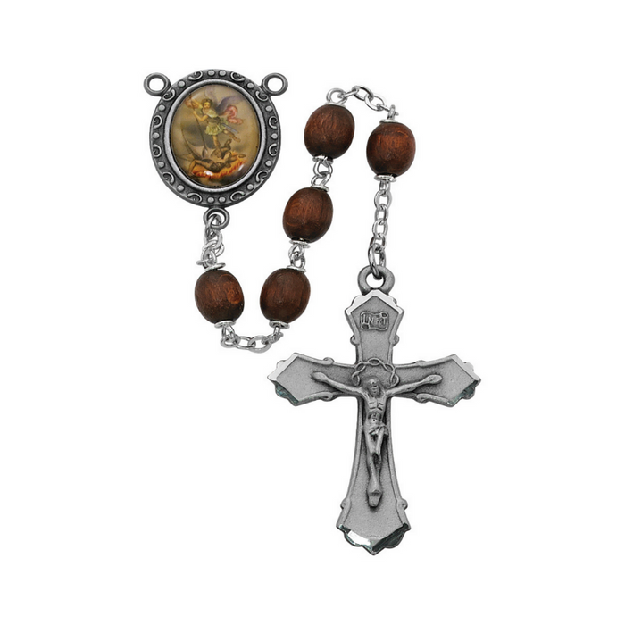 6x8mm St. Michael Brown Rosary Military Protection St. Michael Armed Forces Protection Armed Forces Guidance