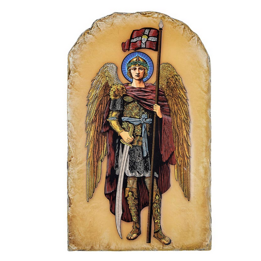 St. Michael Colored Arched Tile Plaque
