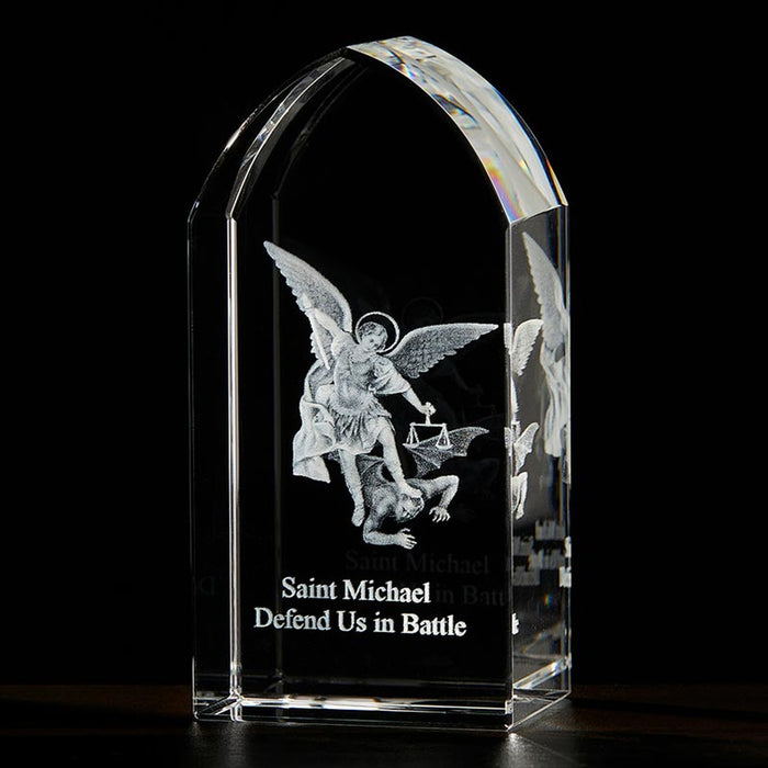 3 1/4" St. Michael Etched Glass Stand
