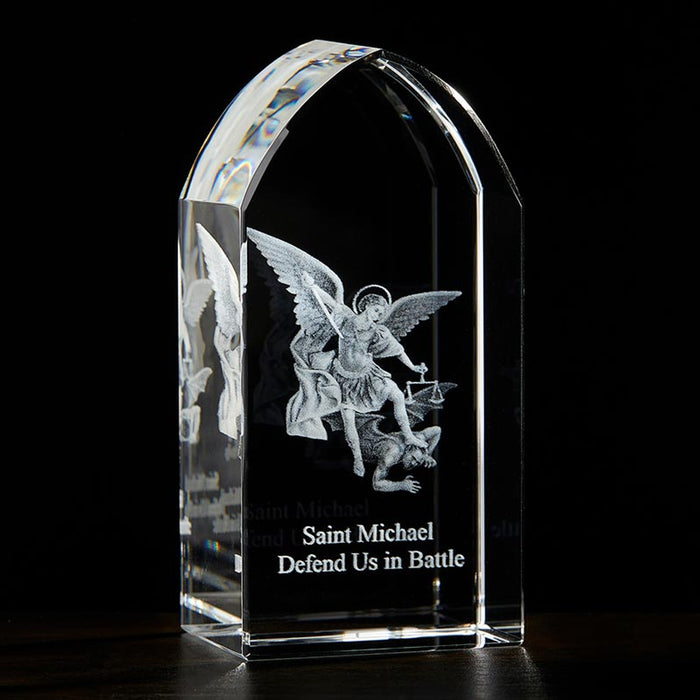 3 1/4" St. Michael Etched Glass Stand
