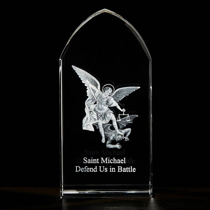 3 1/4" St. Michael Etched Glass Stand