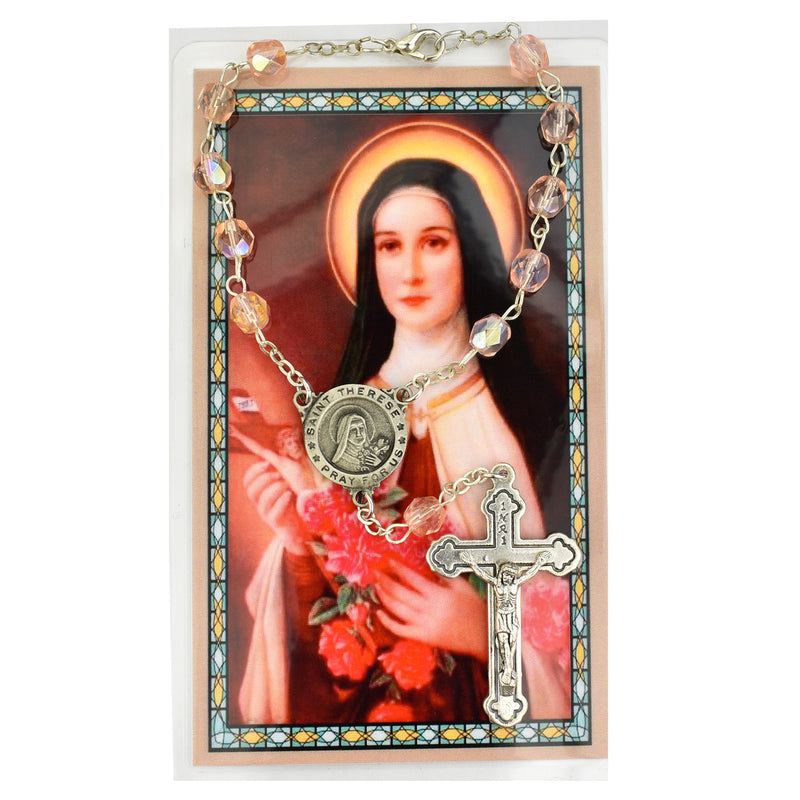 St. Therese Auto Rosary and Prayer Card Set