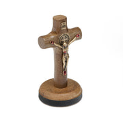 St. Benedict Wooden Car Cross – 3" Handcrafted Cross with Adhesive Base