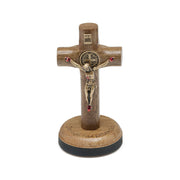 St. Benedict Wooden Car Cross – 3" Handcrafted Cross with Adhesive Base