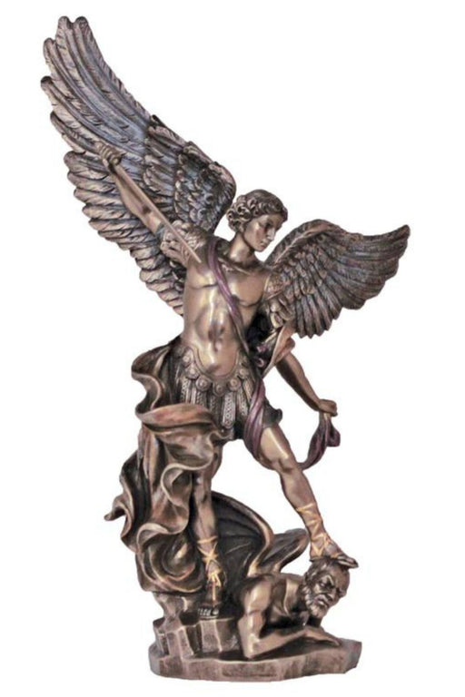St. Michael Statue – 14.5-Inch Cold Cast Bronze, Hand-Painted, Veronese Collection, Best Seller