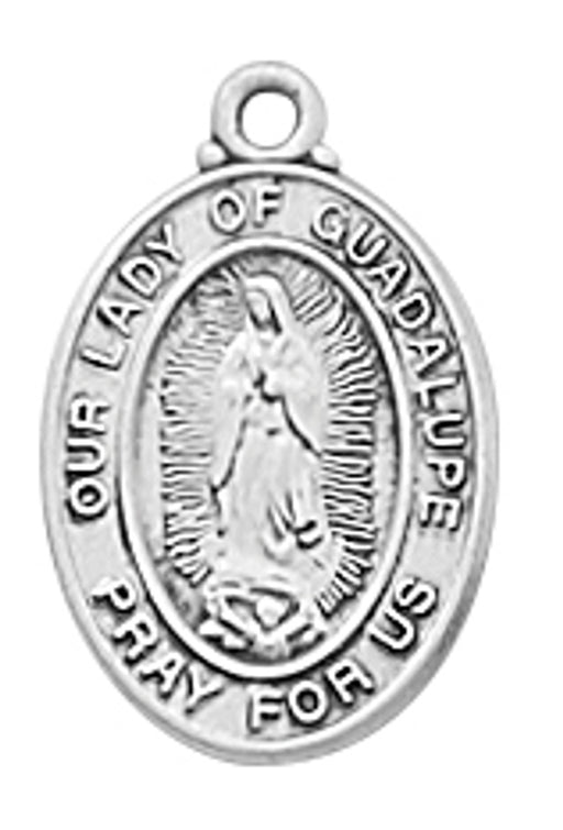Sterling Silver Baby Guadalupe Medal with 13” Rhodium Plated Chain