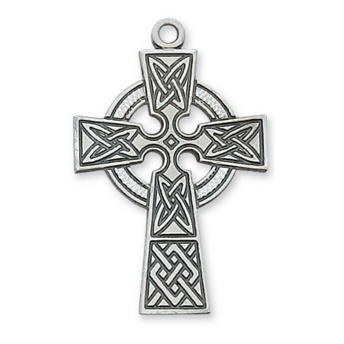 Sterling Silver Celtic Cross and a 24" Rhodium Plated Chain celtic cross celtic cross designs celtic cross catholic celtic cross layout simple celtic cross