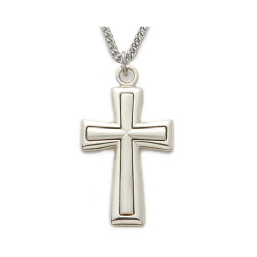 Sterling Silver Flared Cross with 24" L Chain Cross Necklace Cross for Protection Necklace for Protection Cross Necklaces