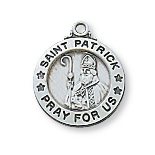 Sterling Silver St. Patrick Medal w/ 18" Rhodium Chain Holy Medals Holy Medal Necklace Medals for Protection Necklace for Protection Saints necklace Catholic Gifts catholic necklaces