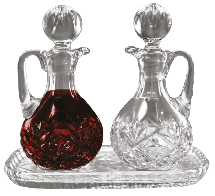Lead Crystal Cruet Set with Tray, 2 Bottles