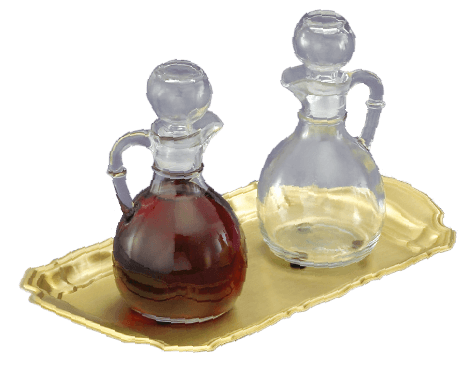 CB-1 Glass Cruet Set with 505B Lacquered Brass Tray