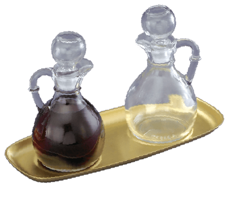 CB-1 Glass Bottle Cruet Set with 504B Brass Tray