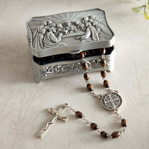 The Last Supper Silver Finish Rosary Box