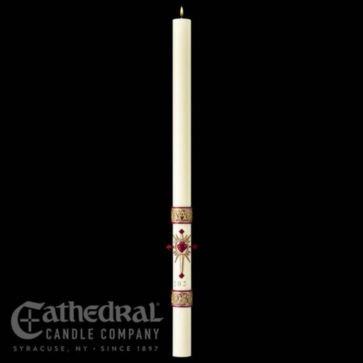 The SCULPT WAX ® Collection Sacred Heart Paschal Candle - Cathedral Candle - 51% Beeswax - 18 Sizes
