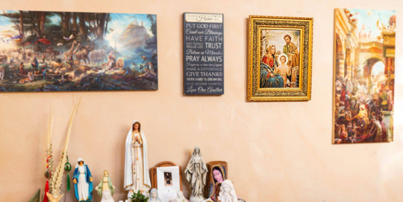 The Holy Family Framed Embroidered Wall Art – 17” x 21” Double Padded Religious Picture