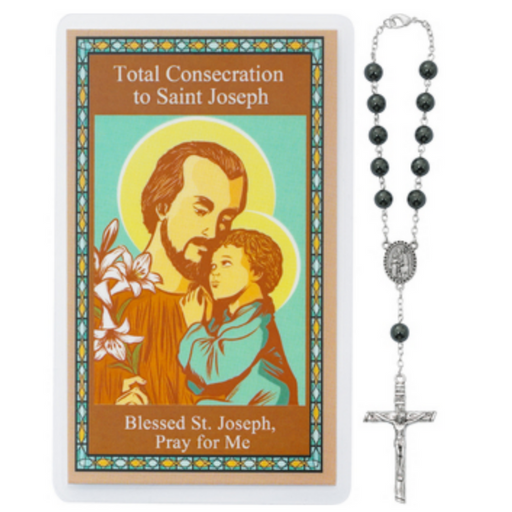 Total Consecration to St. Joseph 8mm Hematite Auto Rosary and Prayer Card Saint Joseph Consecration Kit Total consecration to st joseph Total consecration to saint joseph Total consecration to st. josephSaint Joseph rosary