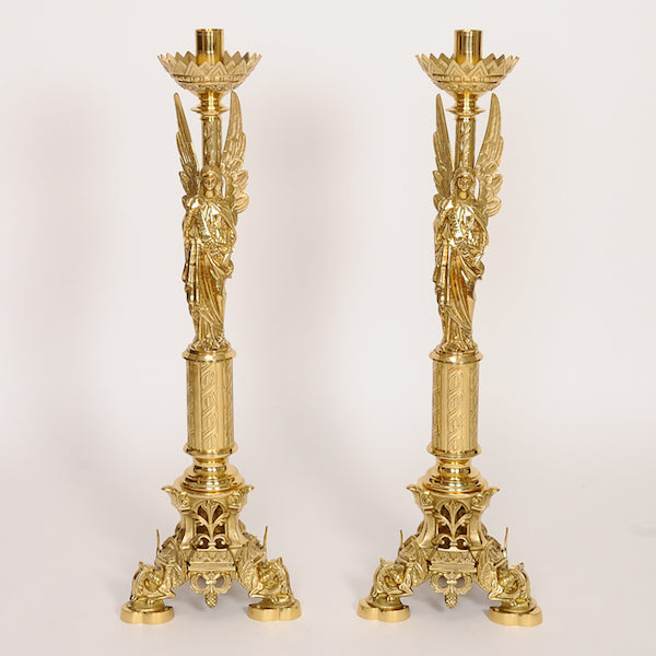 Traditional European Baroque Style Angel Candlestick (Gold)